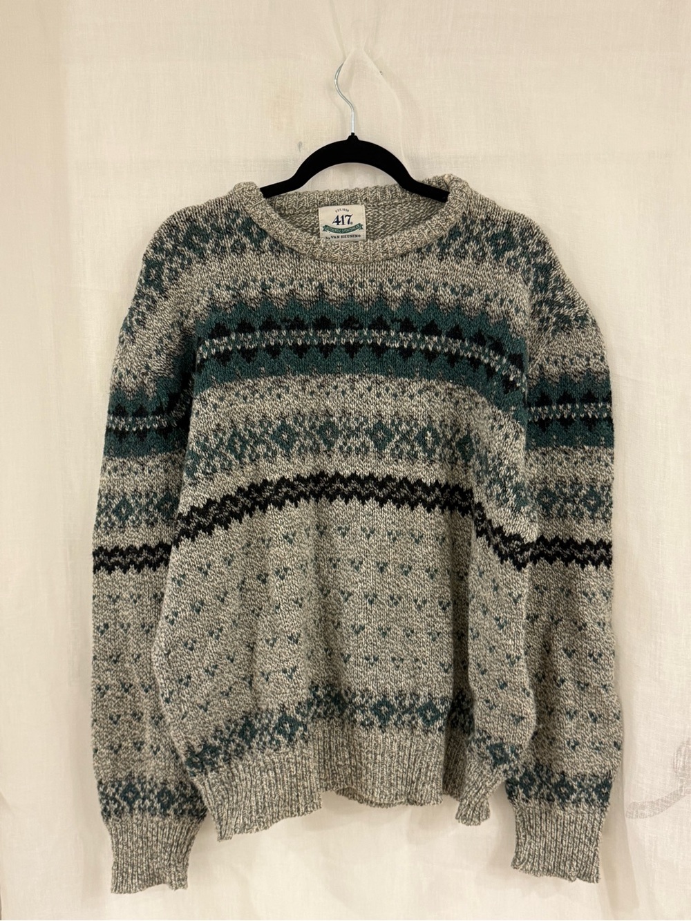 Vintage 417 by Van Heusen Fair Isle Sweater Oversized Grandpa Core Knit Pullover